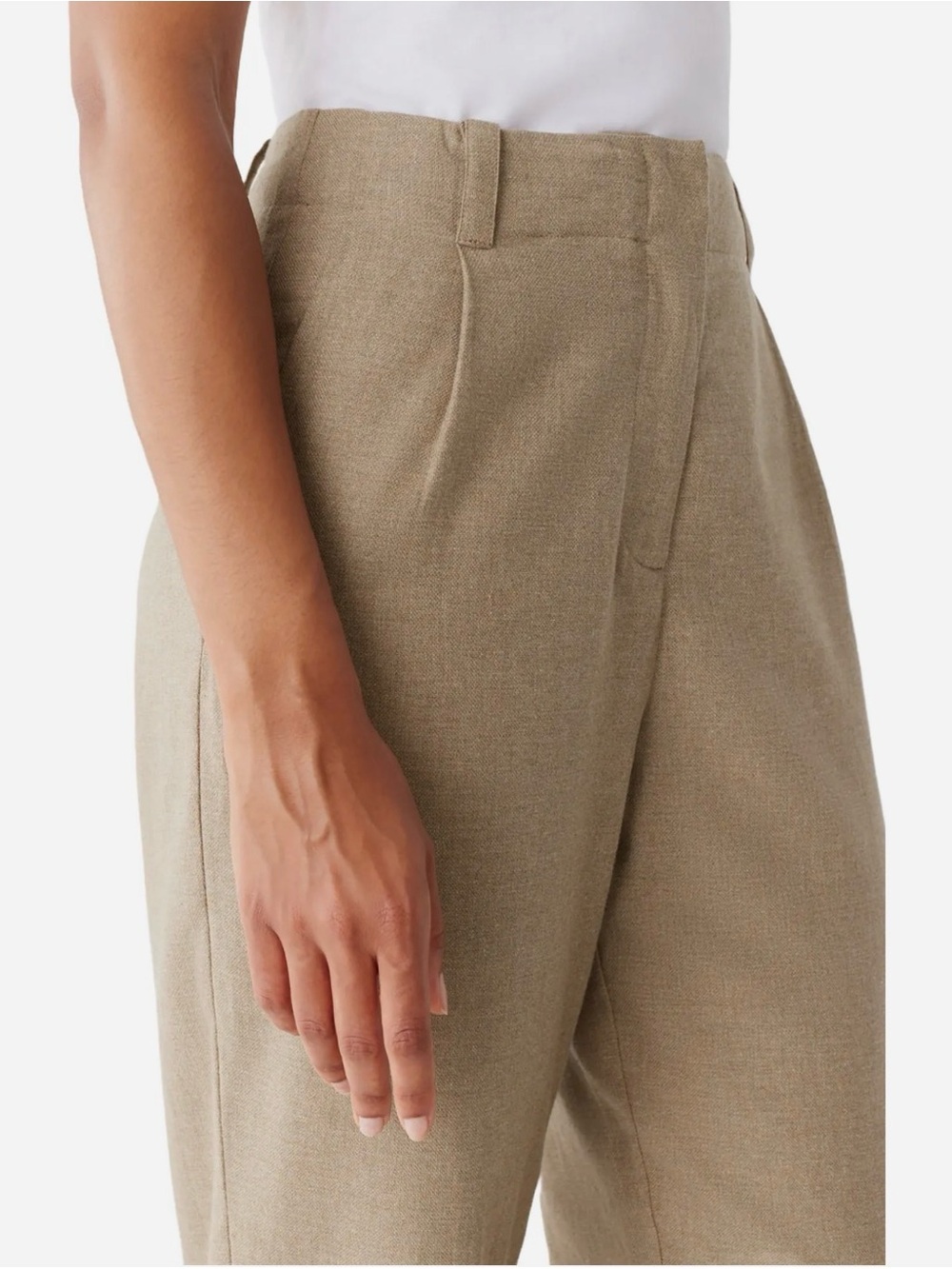 FRANK AND OAK Women's Amelia Cotton-Linen Balloon Fit Pant, Sz 10, Beige - Picture 7 of 13